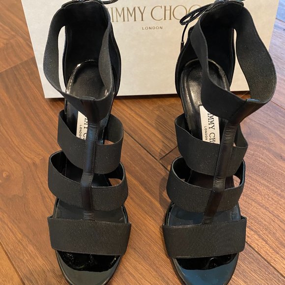 Jimmy Choo Black Strappy Heels. Size 38.5 - Picture 3 of 6